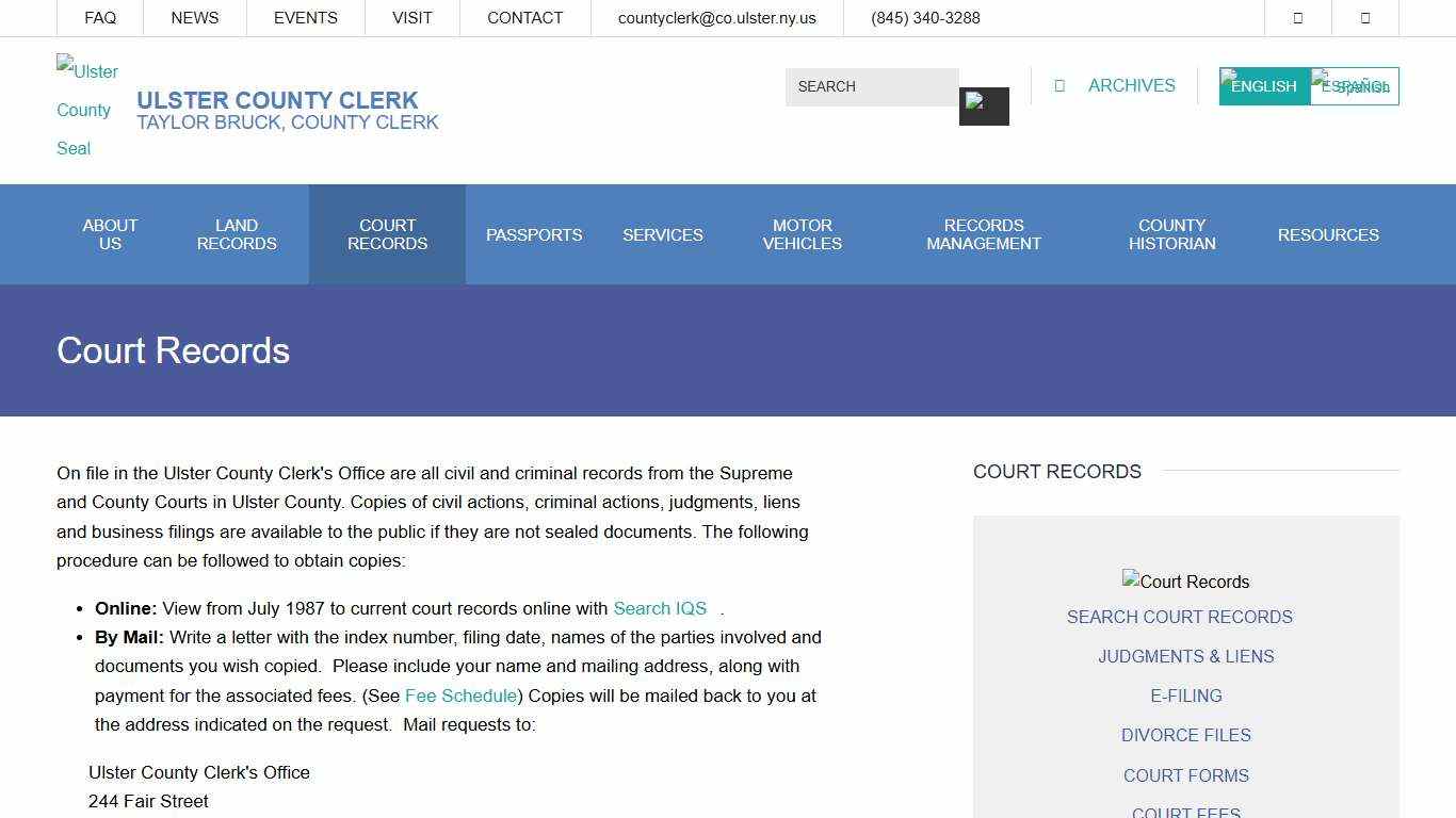 Court Records | Ulster County Clerk